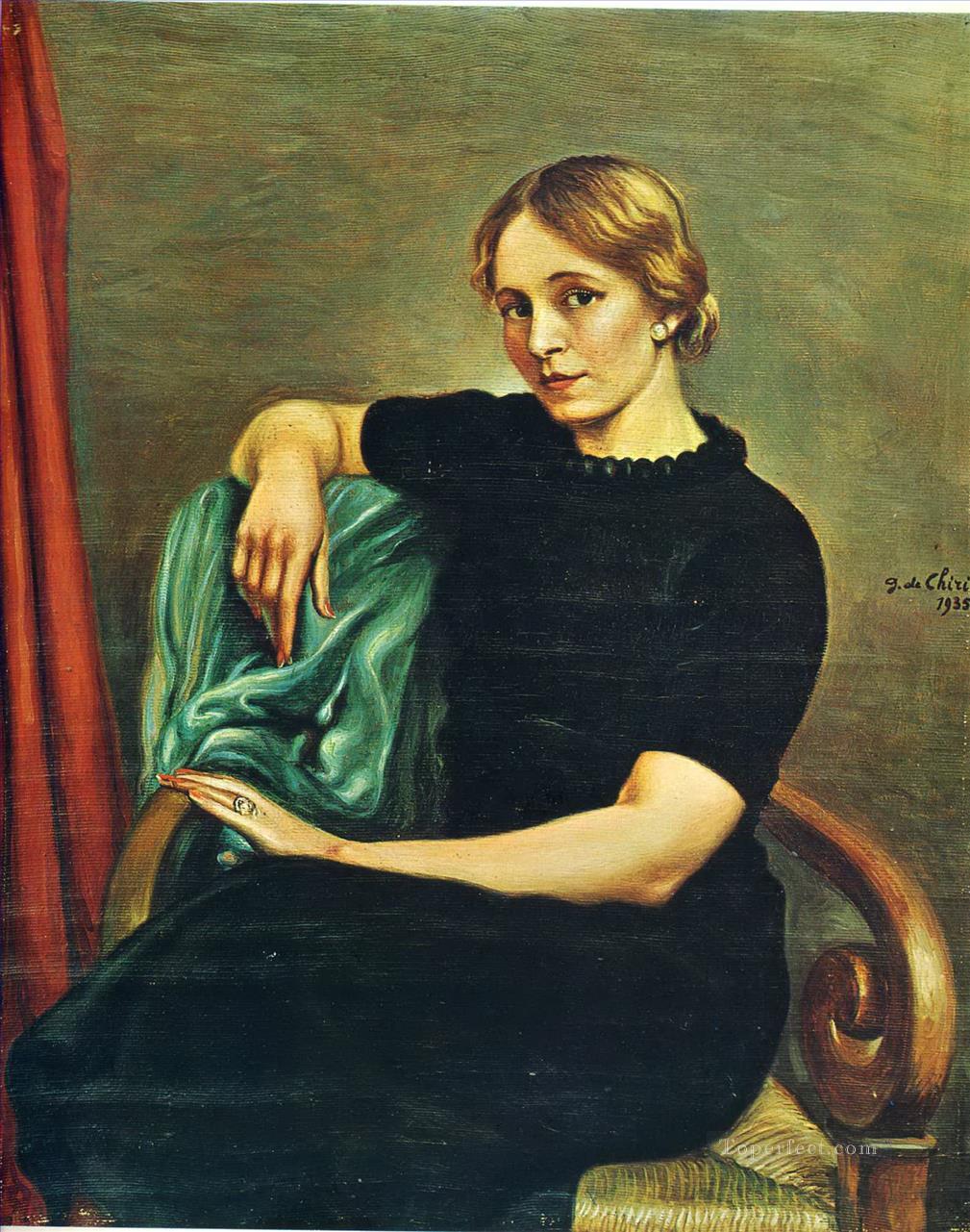 portrait of isa with black dress 1935 Giorgio de Chirico Metaphysical surrealism Oil Paintings